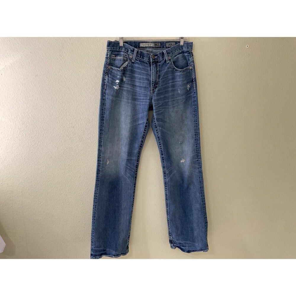 BKE Jeans Tyler Mens Size 32L (32x33.5) Distressed Faded Straight Leg